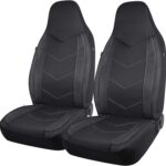 PIC AUTO High Back Front Car Seat Covers - Sports Carbon Fiber Mesh Design Seat Covers, Universal Fit, Airbag Compatible (Black)