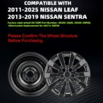 Hubcaps Compatible with Nissan Leaf 2011-2025 ;Nissan SENTRA 2013-2019,16 inch Wheel Covers;Set of 4 Packs (Glossy Black) - Image 6