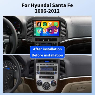 4GB+64GB, 8 Core Qualcomm Car Stereo Radio for Hyundai Santa Fe 2006-2012 Android 13 Wireless CarPlay Android Auto 9 Inch IPS Touchscreen GPS Navigation Bluetooth 5.1 DSP WiFi AHD Backup Camera SWC - Image 2