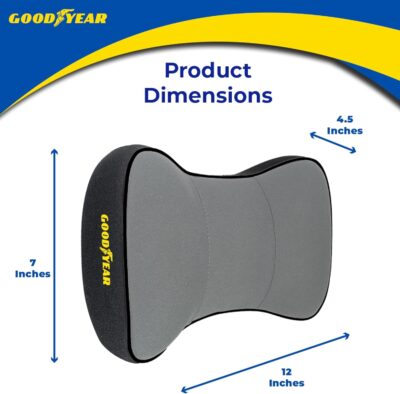 Goodyear Ergonomic Car Neck Pillow, Soft Memory Foam Headrest Pillow for Driving, Breathable & Removable Cover, Car Seat Headrest Cushion with Adjustable Strap, Neck Pain Relief, Grey - Image 3