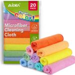 AIDEA Microfiber Cleaning Cloth, 20PK, Colorful Lint-Free Vibrant Cleaning Rags, Microfiber Towels for Cars, Wash Cloths, Dusting Cloth for Home, Window, Cleaning Supplies, 11.5"×11.5"