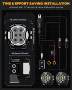 Auxbeam V-Ultra Series 3" 108W Side Shooter LED Pods with Amber DRL 3 Modes & Light Covers 270 Degree Wide Range 12800LM Round Offroad Driving Light Bar for Truck Jeep ATV UTV, Pair - Image 8