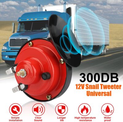 2PCS 300DB Super Loud Train Horns, 12V Waterproof Air Horns Replacement Kit, Car Air Electric Snail Double Horn, Automotive Accessories Universal for Car, Motorcycle, Truck, Bike, Boat (Red) - Image 5