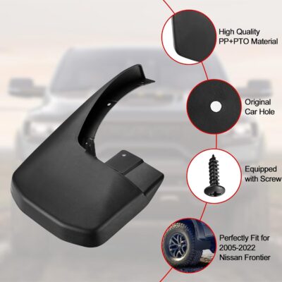 BDFHYK Mud Flaps Splash Guards Mudguards Mudflaps Compatible with Nissan Frontier 2005-2022 4PCS Front & Rear Side - Image 3