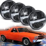 UNI-SHINE 5 3/4'' 5.75 Inch LED Headlight Round 4pcs Reflector Hi/Lo Beam With DRL Sealed Beam H5001 H5006 Compatible With Peterbilt 349 359, Chevy Impala 59-76, Dodge