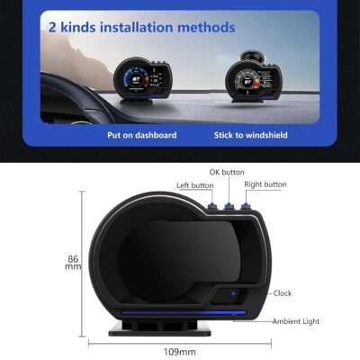 OBD2 Gauge Display, Heads Up Display for Cars, Digital Speedometer for Car with Water Temperature, Voltage, Fuel Consumption, RPM, Overspeed Alarm,obd2 Gauge Speedometer Suitable for All Car - Image 7