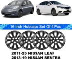 Hubcaps Compatible with Nissan Leaf 2011-2025 ;Nissan SENTRA 2013-2019,16 inch Wheel Covers;Set of 4 Packs (Glossy Black) - Image 2