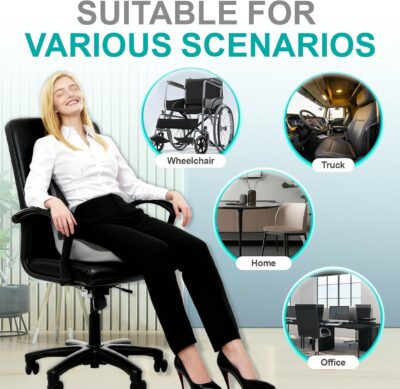 Seat Cushion for Office Chair, Car and Wheelchair Use, with Lumbar Support Pillow and Memory Foam Coccyx Cushion for Tailbone, Back, Sciatica, Ergonomic seat Cushion - Image 3