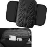 Car Center Console Cover, Leather Auto Armrest Cover with 2 Storage Bags, Universal Cars Armrest Cushion, Vehicle Interior Accessories Protector for Sedan, SUV, Truck (Black)