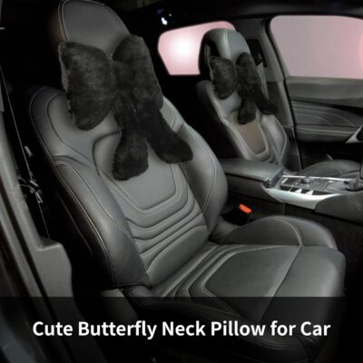 OMISTAR 2 PCS Cute Butterfly Neck Pillow for Car, Plush Headrest Pillow with Adjustable Strap, Soft and Comfortable Car Neck Support Cushion - Image 3