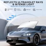 JUSTTOP Car Sun Shade Windshield - Foldable Sun Car Window Shield 300T Coated Silver Cloth Reflective Polyester Material Blocks 99% UV Rays, Fits Most Windshields(Large63 x 35 in) - Image 2