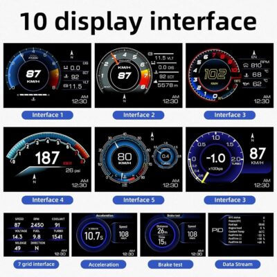 OBD2 Gauge Display, Heads Up Display for Cars, Digital Speedometer for Car with Water Temperature, Voltage, Fuel Consumption, RPM, Overspeed Alarm,obd2 Gauge Speedometer Suitable for All Car - Image 6