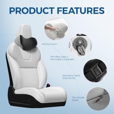 BEBAS Car Headrest Pillow, Ergonomic Neck Pillow with Memory Foam, Universal Car Head Rest Support for Driving Comfort, Breathable Removeable Seat Pillow for Pain Relief (Black, 1 Pack) - Image 3