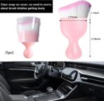 Ziciner Car Detailing Brush, Curved Soft Bristles Auto Removal Dust Collectors, Universal Vehicle Dashboard, Air Conditioner Vents etc Interior Cleaning Tool Accessory (Pink/Pink) - Image 2
