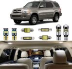 18 Piece White Interior LED Lights Kit for Toyota Sequoia 2001 2002 2003 2004 2005 2006 2007 Super Bright 6000K LED Interior Light Bulbs Package + Install Tool