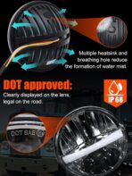 UNI-SHINE 5 3/4'' 5.75 Inch LED Headlight Round 4pcs Reflector Hi/Lo Beam With DRL Sealed Beam H5001 H5006 Compatible With Peterbilt 349 359, Chevy Impala 59-76, Dodge - Image 5