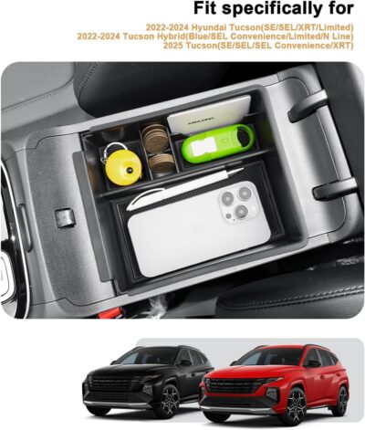 ECOZEN Center Console Organizer For 2022-2026 Hyundai Tucson Accessories - Armrest Box Organizer Tray Only Fit 2022-2026 Tucson With Automatic Transmission - NOT Fit 2025-2026 Tucson Limited/Hybrid - Image 3