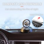 Kwak’s Solar-Powered Rotating Car Decoration – Auto-Spinning Crystal Ball with Subtle Scent, Refillable Air Freshener Pad for Dashboard (Black-1) - Image 5