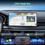 LAMTTO 3-in-1 Wireless Carplay Android Auto Adapter Built-in Net-Flix YouTube Tiktok Apps Magic Box Video Player with 5.8GHz WiFi USB Drive Convert Wired to Wireless for OEM CarPlay Cars (2016-2024) - Image 2