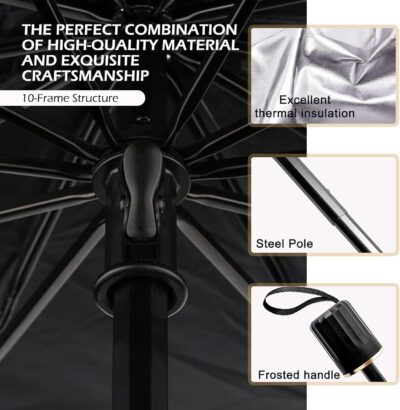 Windshield Sun Shade, Sun-Proof and Heat Insulation Retractable Automatic Opening Parasol, Interior Anti-Aging Privacy Protection Cover, Universal Summer Accessories for Cars (Silver) - Image 3