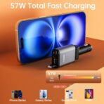 Flexino 【Ultra-Slim】 Retractable Car Charger for iPhone 17, Fast Charging Car Chargers, USB C Car Charger, Cigarette Lighter Adapter for iPhone 17/16/15/14/13/12 Series, Galaxy, Dark Gray, 1 Pack - Image 4