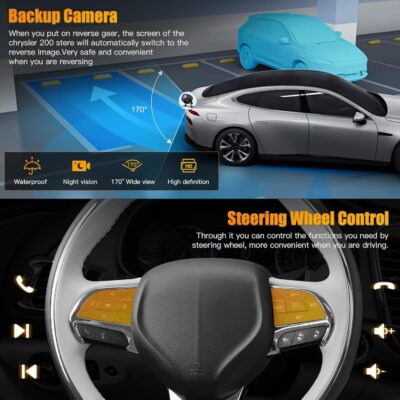 Car Radio for Chrysler 200 200C 2015-2017, 4GB RAM + 64GB ROM 9” HD Touchscreen Car Stereo – Android 12 System, Wireless CarPlay & Android Auto, GPS Navigation & Bluetooth, Back-up Camera, FM Radio - Image 5