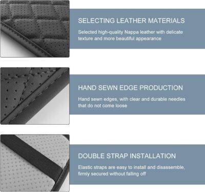 Car Center Console Cover, Leather Auto Armrest Cover with 2 Storage Bags, Universal Cars Armrest Cushion, Vehicle Interior Accessories Protector for Sedan, SUV, Truck (Black) - Image 6