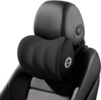 LIQUN Memory Foam Car Neck Pillow, Neck Support Pillow, Neck Support Pad Pain Relief, Adjustable Belt and Breathable Detachable, Suitable for Most Car Pillows Black