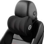 LIQUN Memory Foam Car Neck Pillow, Neck Support Pillow, Neck Support Pad Pain Relief, Adjustable Belt and Breathable Detachable, Suitable for Most Car Pillows Black