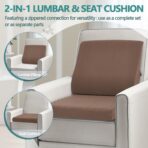 Shinnwa Lumbar Support Pillow for Recliner, Ultra-Soft Foam Back Support Pillow and Egg Crate Foam Seat Cushion 2-in-1 for Couch, Office Chair, for Back Pain Relief, Brown - Image 2