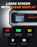 WOLFBOX 4000A Jump Starter,12V Car Battery Jumper Starter Portable with 65W Quick Charger,LED Display,88.8Wh Booster Jump Box Pack (10L Gas 10L Diesel Engine) with LED Light,Jumper Cables - Image 5