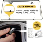 Premium Chrome License Plate Frames with 2 Anti-Scratch Pads & 4 Tire Valve Caps, Heavy Duty Rust-Free Chrome License Plate Frame 2 Pack for Women & Men, 2 Holes Universal Fit for Cars & Trucks - Image 3