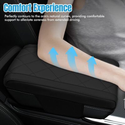 Hovom Car Center Console Armrest Pillow, 12.6"×7.87"×1.97" Leather Arm Rest Cover for Cars, Soft Comfortable Auto Armrest Cushion Pad, Vehicle Middle Console Cover, Car Accessories (Black) - Image 3