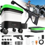 Cordless Pressure Washer, portable pressure washers with 3.5Gal Tank,7 Adiustable Handheld Portable Pressure Washers with 6-in-1 Nozzle, Max 550PSl,16.7FT Hose, 5x4000mAh portable power washer for Car