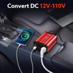 400W Car Power Inverter PD 30W Fast Charging,Vansoet DC 12V to AC 110V Car Inverter Aluminum Housing,USB C PD30W and USB-A QC 18W Port - Dual AC Plug Adapter Outlet for Vehicles,Laptop,Phones,Camera - Image 2