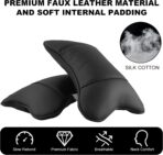 2 Pack Car Neck Pillow PU Leather Automotive Headrest Pillow for Car Support Neck Pain Relief Universal Car Pillow (Black) - Image 5