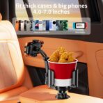 Phone Holders for Your Car, 2 in 1 Cup Holder Phone Mount with Expander, Secure Hold, Adjustable Base and Long Arm with 360°Rotation Car Phone Holder for 4-7‘’ devices and Up to 5.31'' Most Bottles - Image 6