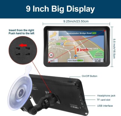GPS Navigator for Car Truck RV, Latest 2026 Map(Free Lifetime Updates) 9 inch Touch Screen Car GPS, Support Voice Turn Direction Guidance/Speed and Red Light Warning/Custom Truck Routing - Image 3