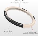 Nappa Leather car Steering Wheel Cover,Carbon Fiber Sports car Interior Non-Slip Ultrathin 15 inches Universal (White) - Image 3