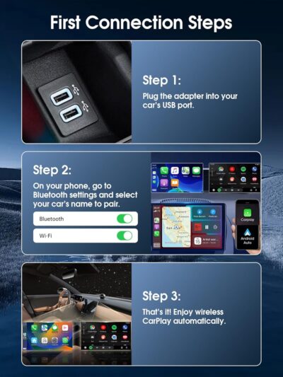 Wireless CarPlay Adapter for Apple iPhone - Multi-User Seamless Connection for Convert Wired to CarPlay Wireless Adapter - No Latency from iOS 10+ to Screen w/USB C - Image 7