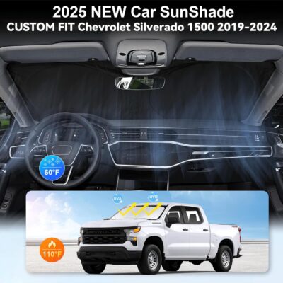 for Silverado Windshield Sun Shade Sunshade for 2019-2026 Chevy Silverado 1500 Truck Accessories Regular cab, Crew cab, Double Cab 2Door 4Door Windshield Cover 210T Reflective Window Protector - Image 4