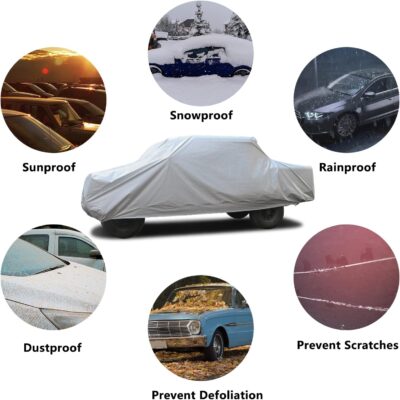 SEAZEN Car Cover 6 Layers, Waterproof Truck Car Cover, Snowproof/UV Protection/Windproof, Universal Car Covers Breathable Fabric with Cotton (240 inch to 250 inch) - Image 2