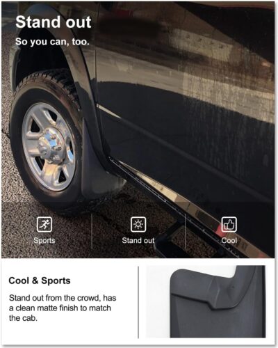 Kiwi Master Mud Flaps for 2009-18 Dodge Ram 1500/2500/3500, 2019-2024 Ram 1500 Classic (with OEM Fender Flares, Single Rear Wheels), Heavy Duty Front & Rear Mud Guards, No Drill, 4 Pcs Set - Image 5