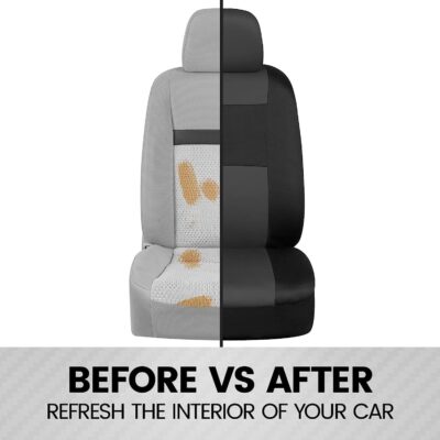 BDK PolyPro 2-Pack Front Car Seat Covers Set in Charcoal/Black - Front Seat Covers for Cars Trucks Vans SUVs Sedans, Easy to Install Front Car Seat Cover Protection, Universal Fit Car Accessories - Image 4