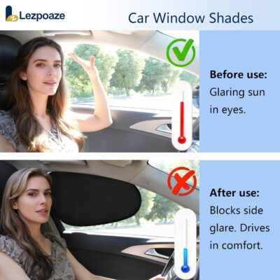 4-Pack Car Window Shades, Static Cling Foldable Sun Shades, 99% UV & Glare Blocker. Semi-Coverage Design for Unobstructed View, Universal Fit for Most Cars, SUVs, Minivans — Perfect for Road Trips. - Image 6