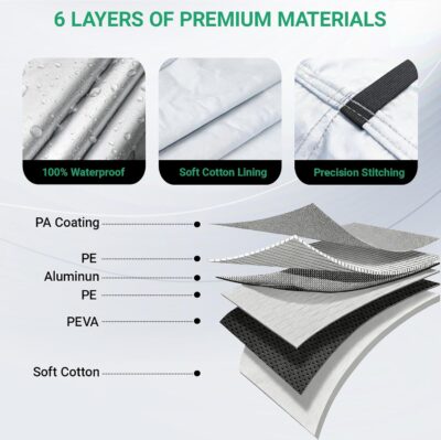 Half Car Cover for SUV, Sunroof & Windshield Cover for Ice and Snow, Hail Protector with Cotton Liner, Waterproof Roof Car Cover for All Weather Sun Rain Dust Protection - Image 6