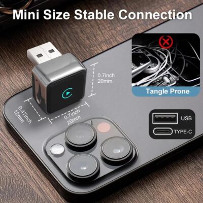 Ultra Compact Multi-User AUTO-Connect Wireless CarPlay Adapter 2026 for iPhone – Fast & Stable 5GHz Dual Band WiFi, Converts Wired to Wireless, USB-A/USB-C, for Cars 2016+, iOS 10+ - Image 4