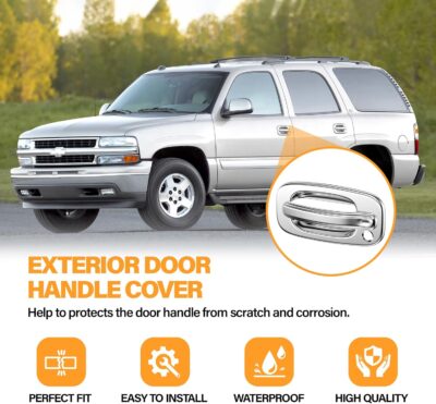Tutor Auto Chrome Door Handle Covers Compatible with 99-06 Chevrolet Silverado Tahoe Avalanche Suburban | 99-06 GMC Yukon Sierra |02-06 Cadillac Escalade W/O Passenger Side Keyhole - Image 2
