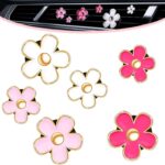 OBTANIM 6 PCS Car Air Vent Clips Colorful Daisy Flower Car Air Freshener Clip Air Conditioning Outlet Clip for Car Interior Decoration Accessories (2 Size, White, Pink, Red)