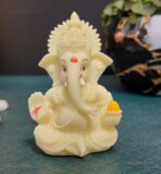 Ivory Ganesha Idol for Car Dashboard,Lord Ganpati Diwali Gifts, Home Decor, Office Desk, House Warming (IVORYMUKUT (Size: 3.5 x 2 inches)
